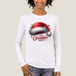 Camiseta Chapéu de Papai Noel Escarlate com Brilho