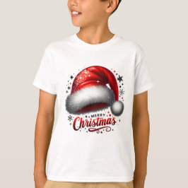 Camiseta Chapéu de Papai Noel Escarlate com Brilho