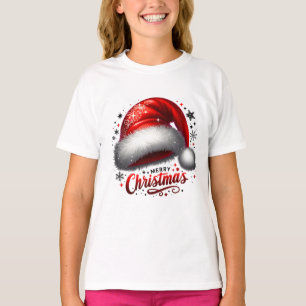 Camiseta Chapéu de Papai Noel Escarlate com Brilho