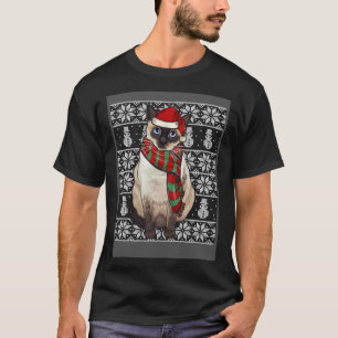 Camiseta Chapéu de Papai Noel Gato Siamês Natal Natal Feio