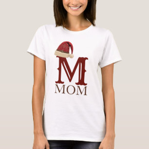 Camiseta Chapéu de Papai Noel Ocidental Monograma Mamãe Nat