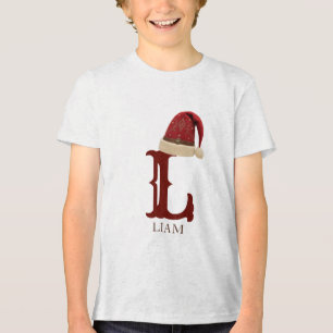 Camiseta Chapéu de Papai Noel Ocidental Monograma Nome Nata
