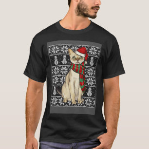 Camiseta Chapéu de Papai Noel Singapura Gato Natal Feio