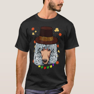 Camiseta Chapéu de Peregrino Poodle Dia de Ação de Graças C