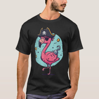 Camiseta Chapéu de Pirata de Flamingo Animal Engraçado