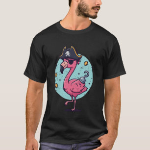 Camiseta Chapéu de Pirata de Flamingo Fantasia Divertida de