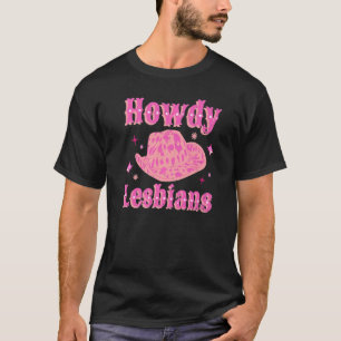Camiseta Chapéu de Vaqueira Lésbica Rosa Howdy Lésbica Ocid