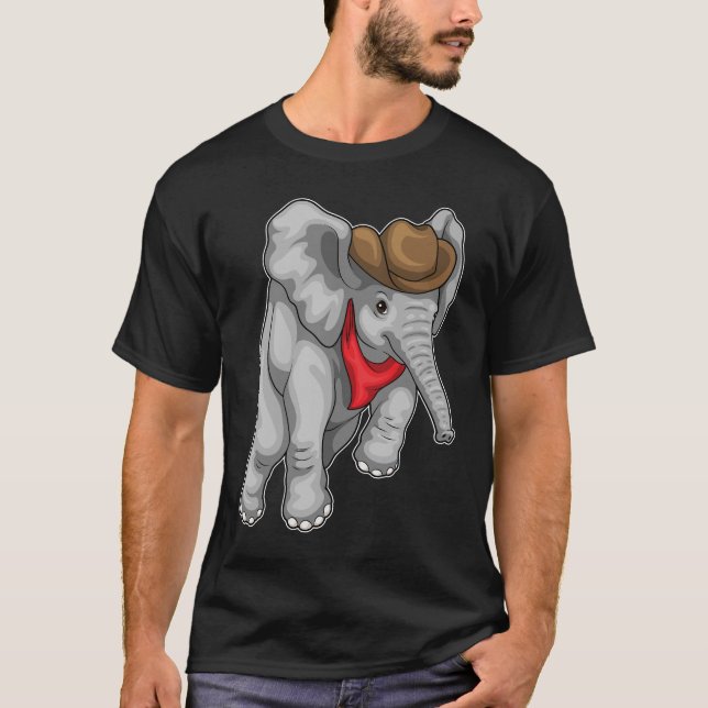 Camiseta Chapéu de vaqueiro elefante (Frente)