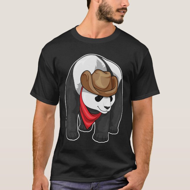 Camiseta Chapéu de vaqueiro Panda Cowboy (Frente)