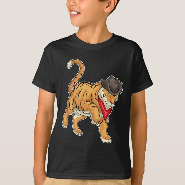 Camiseta Chapéu de vaqueiro Tiger Cowboy (Frente)