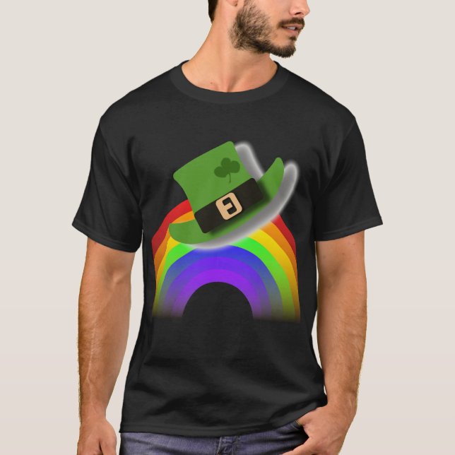 Camiseta Chapéu do Dia de São Patrício e Arco-íris   (Frente)