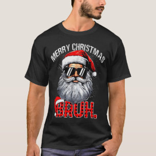 Camiseta Chapéu do Papai Noel Bruh Natal Plaid Vermelho Hom