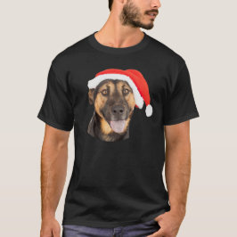 Camiseta Chapéu do papai noel do Natal do cão de german
