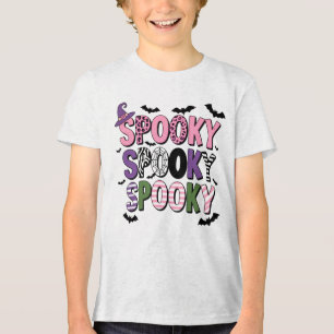 Camiseta Chapéu e Morcego Coloridos das Bruxas de Halloween