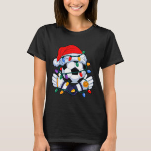 Camiseta Chapéu Esportivo de Natal Soccer Xmas Santa Mascul