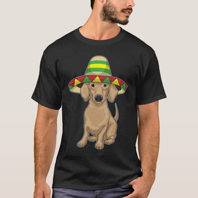 Camiseta Chapéu mexicano Dachshund (Frente)