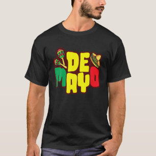 Camiseta Chapéu Mexicano de Impressão de Mão Engraçado do C