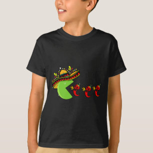 Camiseta Chapéu Mexicano Divertido Comendo Crânios de Pimen