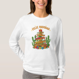 Camiseta Chapéu Mexicano Engraçado Árvore de Natal Feliz Na