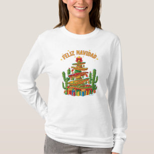 Camiseta Chapéu Mexicano Engraçado Árvore de Natal Feliz Na