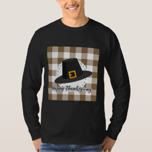 Camiseta Chapéu Negro Peregrino na Xadrez Marrom - Ação