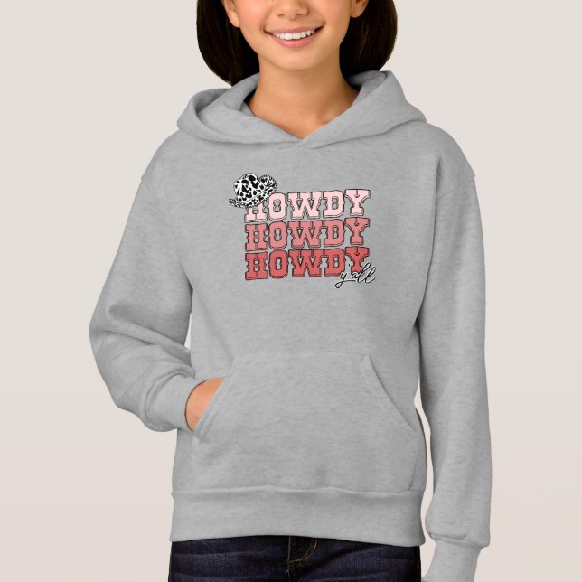 Camiseta Chapéu ocidental da Cowgirl Howdy Y'all rodeo (Frente)