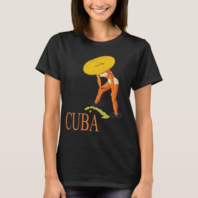 Camiseta Chapéu Tropical Cubano Retro Viagem (Frente)