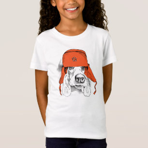 Camiseta Chapéu vermelho de Basset Hound Ushanka