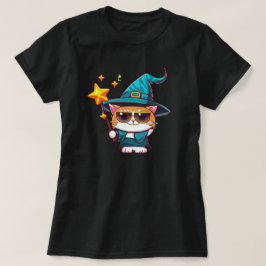 Camiseta Chapéus de Bruxas de Halloween Segurando Estrelas