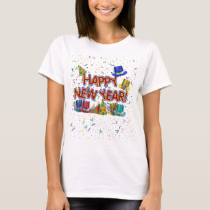 Camiseta Chapéus de Festa de Ano Novo Feliz