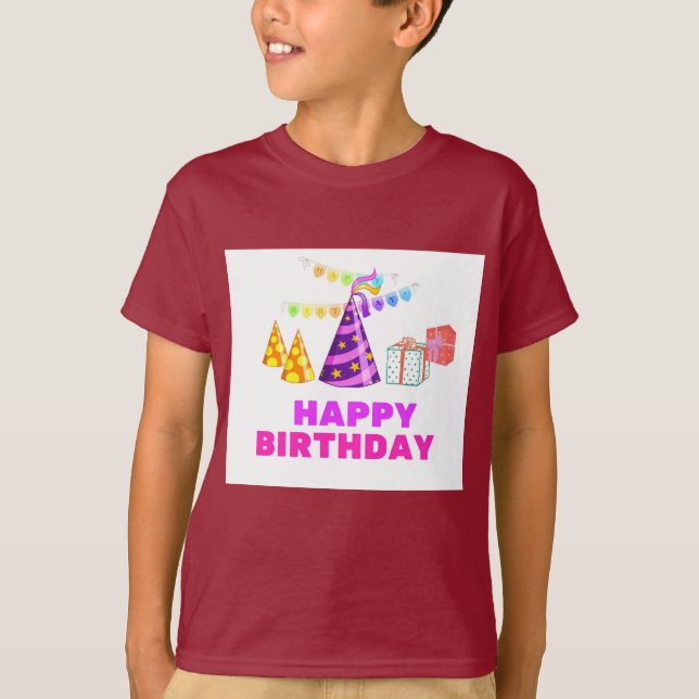 Camiseta Chapéus e presentes de festa de aniversário (Frente)
