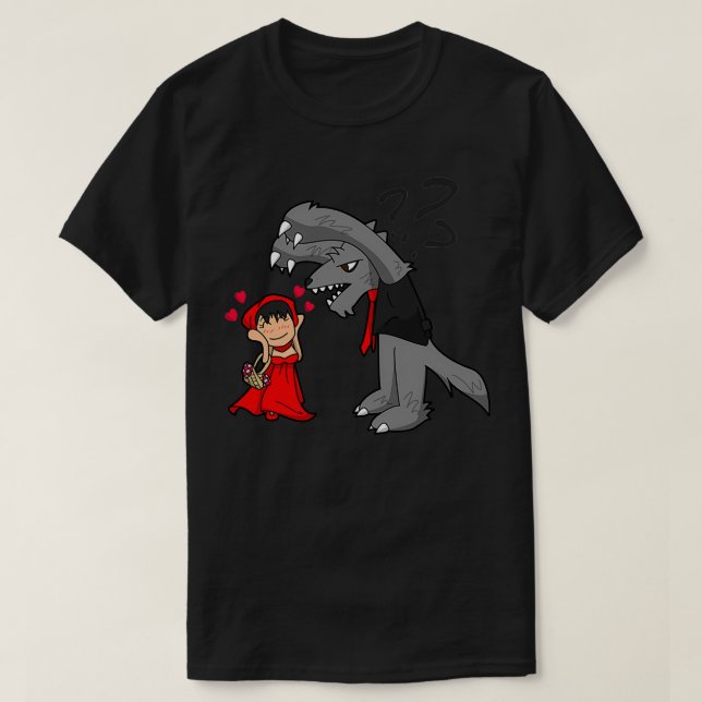 Camiseta Chapeuzinho Vermelho e Lobo (Frente do Design)