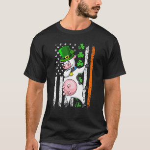 Camiseta Chapinhando Vaca Chapéu de Leprechaun Bandeira Ame