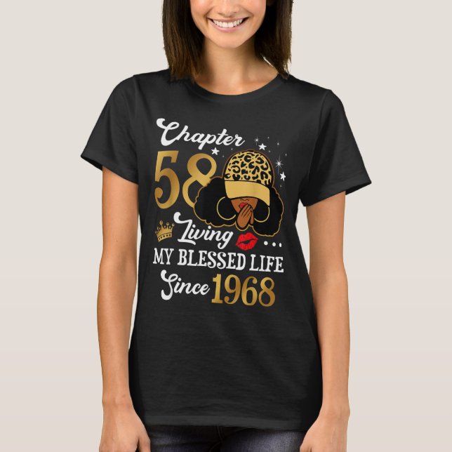 Camiseta Chapter 58 Living My Blessed Life Since 1968 Afro  (Frente)