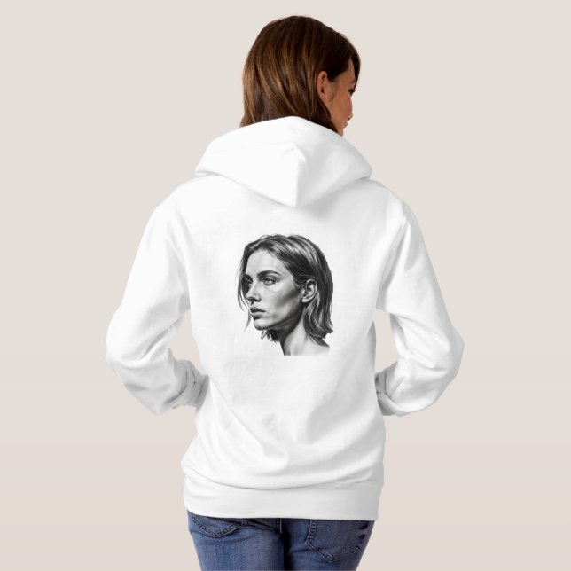 Camiseta Charcoal Woman Portrait Black and White Art (Parte Traseira Completa)