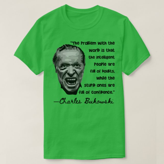 Camiseta Charles Bukowski Retrato e Cotação 2 (Frente do Design)