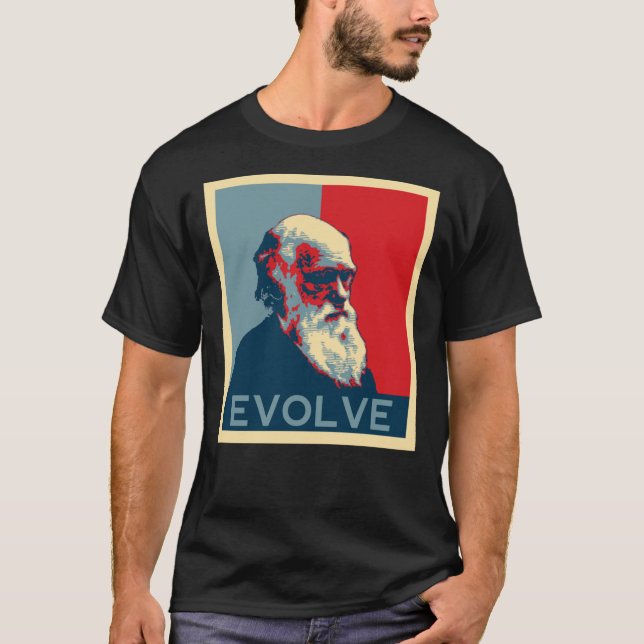 Camiseta Charles Darwin Evolve Evolução Essencial Camisa-T (Frente)