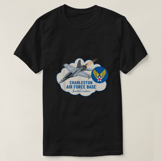 Camiseta Charleston AFB Air Force Base Na Carolina Do Sul S (Frente do Design)