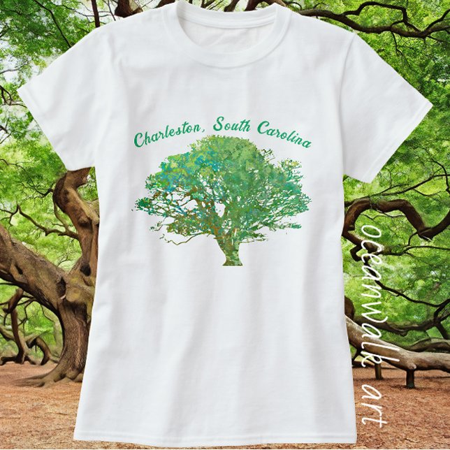 Camiseta Charleston South Carolina Elegant Live Oak Tree (Charleston, SC live oak tree)