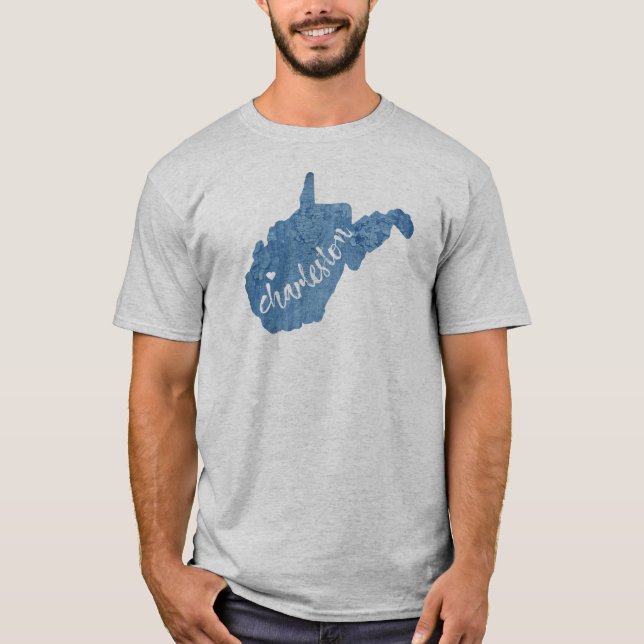 Camiseta Charleston West Virginia Wood Grain (Frente)