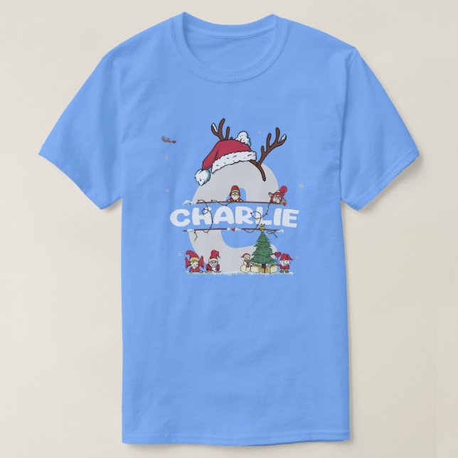 Camiseta Charlie Christmasw Charlie Name para o Natal engra (Frente do Design)