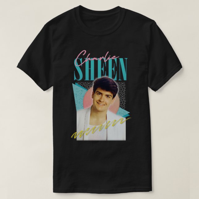 Camiseta Charlie Sheen 80s estético (Frente do Design)