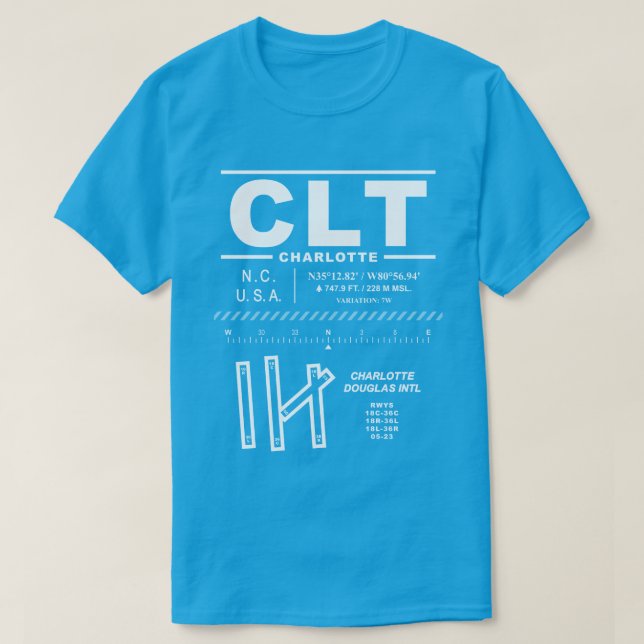 Camiseta Charlotte Douglas Int'l Airport CLT-Shirt (Frente do Design)