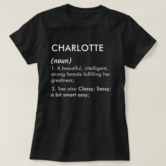 Camiseta Charlotte name, Editable name, Custom name (Frente do Design)