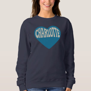 Camiseta Charlotte NC Retro Heart Design - Vintage Font