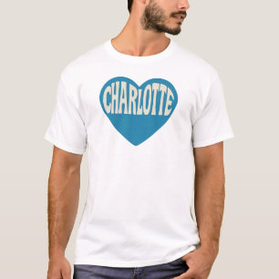 Camiseta Charlotte NC Retro Heart Design - Vintage Font