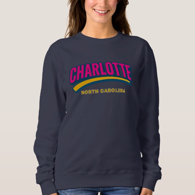 Camiseta Charlotte North Carolina Bold City Design - Retro (Frente)