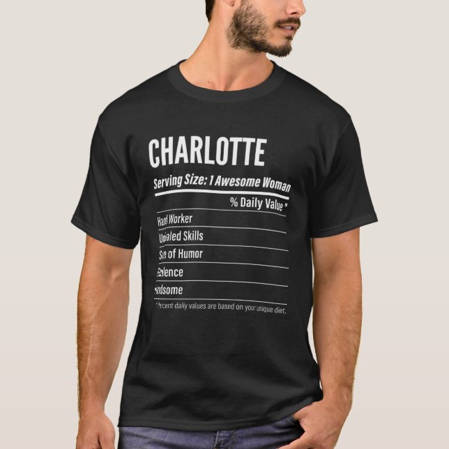 Camiseta Charlotte  Nutritional Facts Serving Size Calories (Frente)