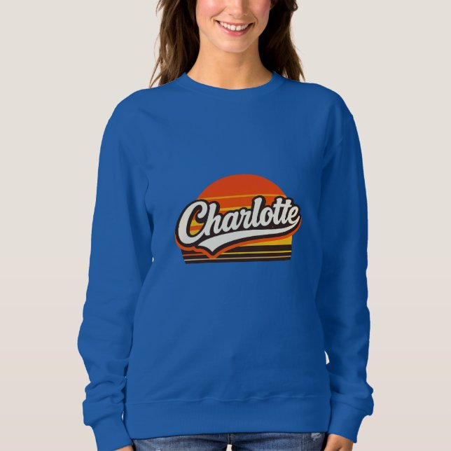 Camiseta Charlotte Retro Sunset Personalized Name Design (Frente)