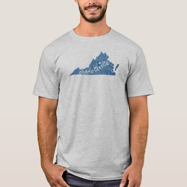 Camiseta Charlottesville Virginia Wood Plaque (Frente)